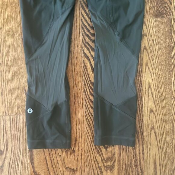 Lululemon Pace Rival Crop Full On Luxtreme Mesh 22" Leggings Size 2 Dark Olive - Picture 9 of 13